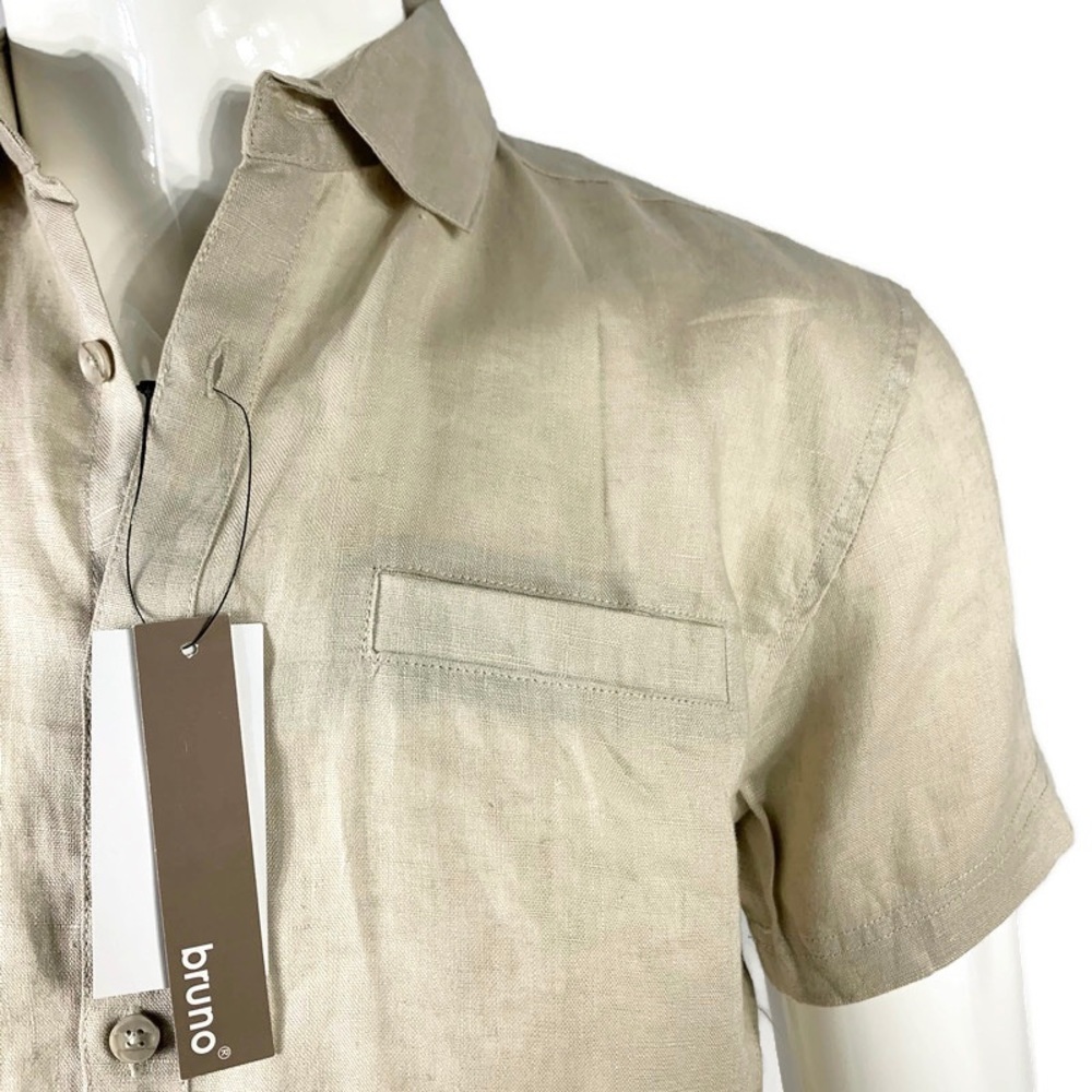 Bruno Pure Linen Men’s Short Sleeve Shirts Size S